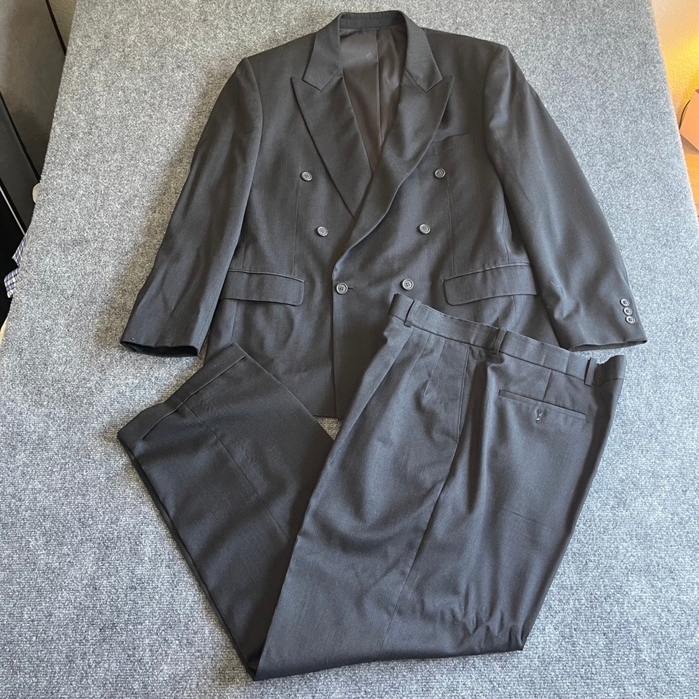Pierre Balmain Mens Black 100% Wool Double Breasted Blazer Suit Jacket 44 Reg